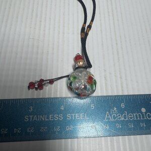 Hand Blown Glass Vase Necklace Clear, Blue, Red & Green PB-3